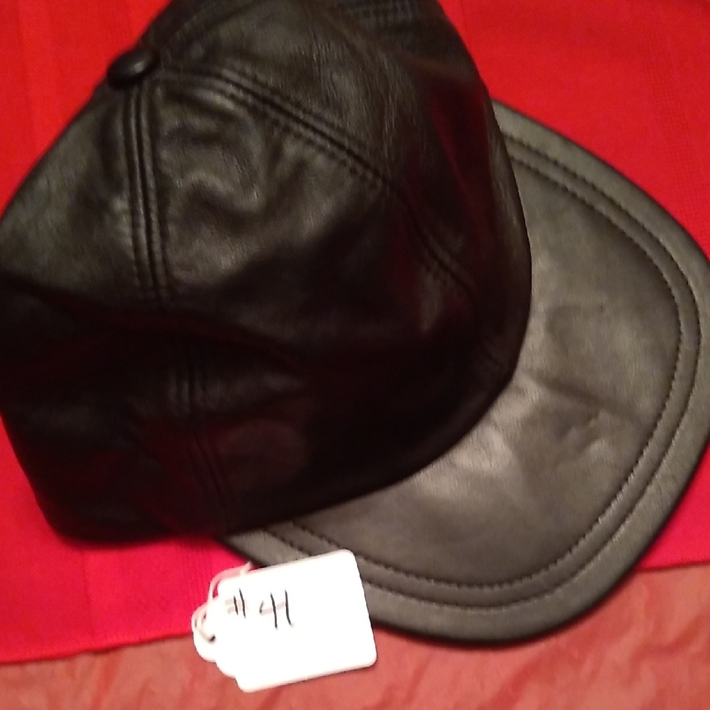 Black Leather Baseball Cap, #41 - Picture 9 of 9
